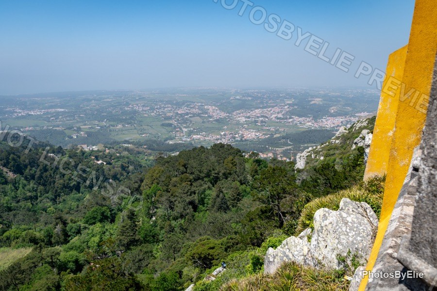 Sintra palace detail and green hills